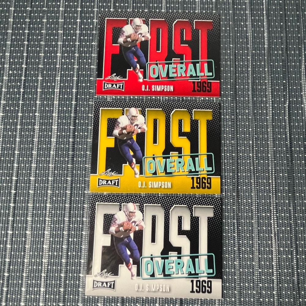 🏈 O.J. Simpson 2024 Leaf Trading Corp. NFL Football Trading Cards, Qty 3